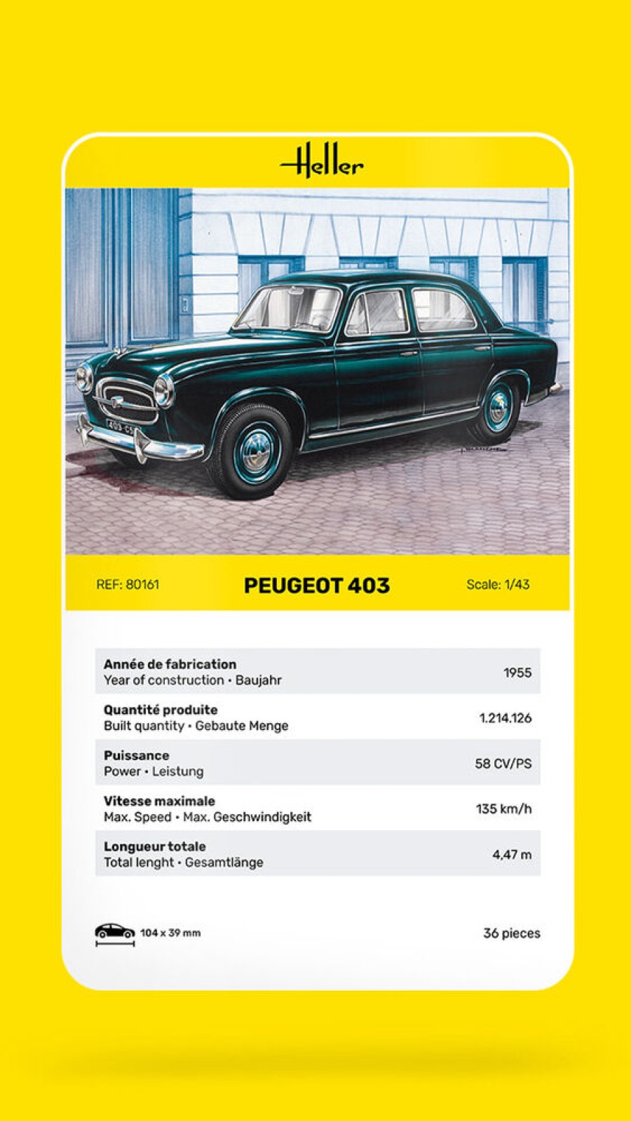 Vehicules Heller | Peugeot 403 (80161)