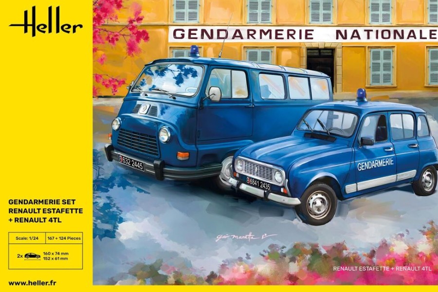 Vehicules Heller | Coffret Gendarmerie Renault Estafette + Renault 4Tl (50325)