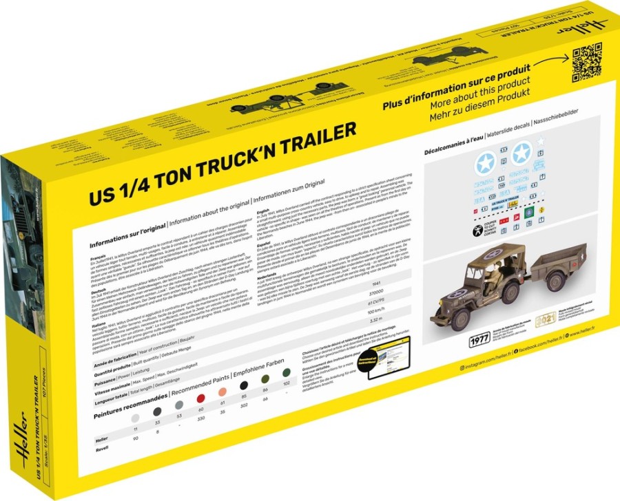 Vehicules Heller | Remorque Truck 'N Americaine De 1/4 Tonne (81105)