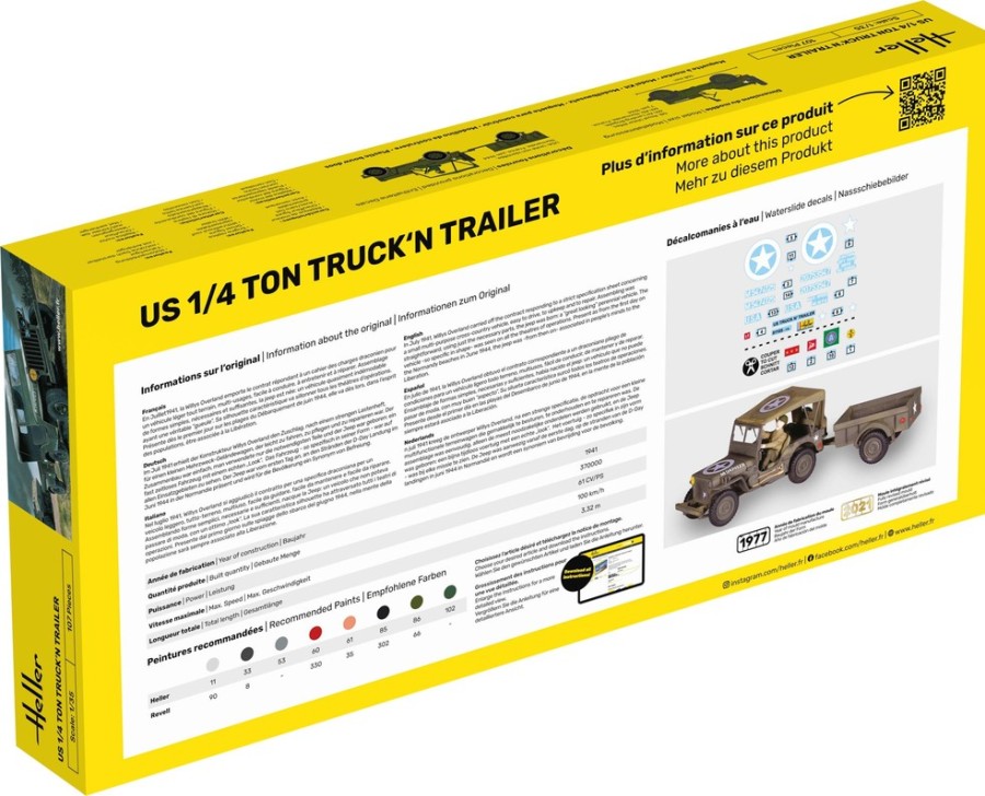 Les Figures Heller | Kit De Demarrage Us 1/4 Ton Truck 'N Trailer (57105)