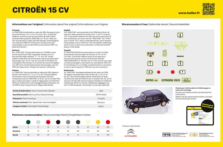 Vehicules Heller | Citroen 15 Cv (80763)